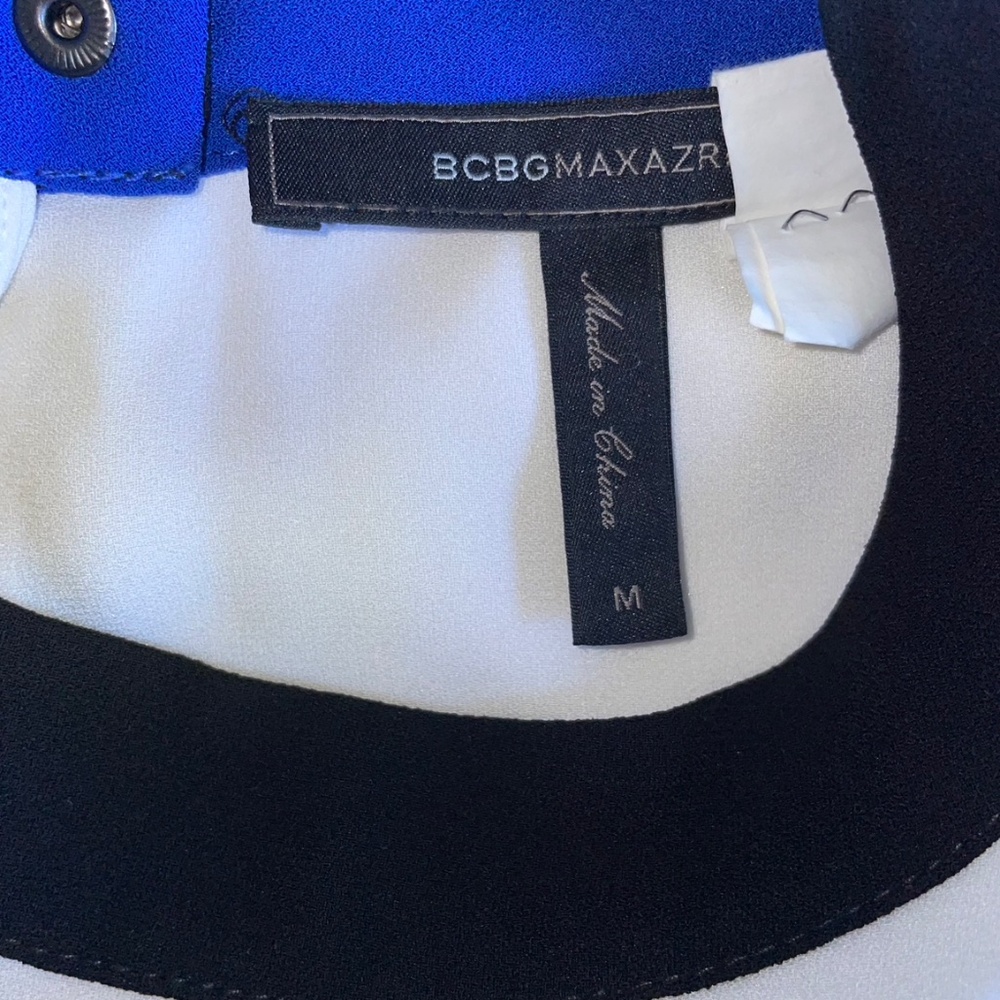 BCBGMaxAzria Black and White Mini Dress with Blue Accents - Picture 13 of 16